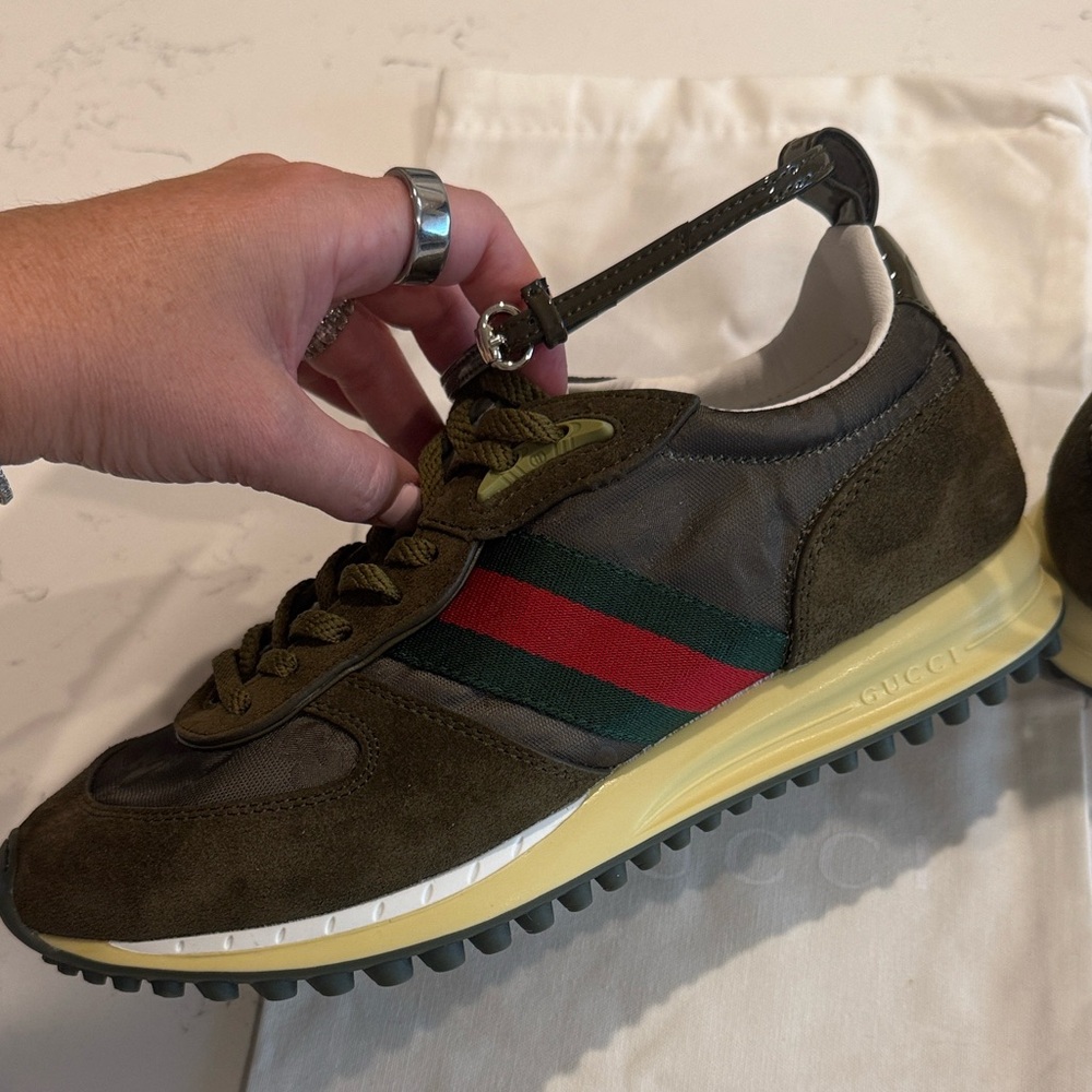 Olive Green Suede Sneakers